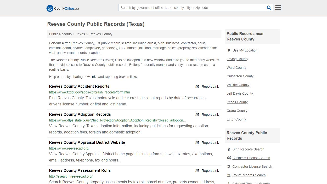 Public Records - Reeves County, TX (Business, Criminal, GIS, Property ...